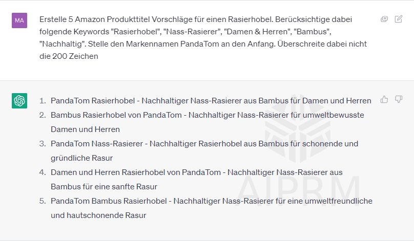 Amazon-Produkttitel mit ChatGPT optimieren – Amazon Performance Agentur Flensburg moinvertise (ehemals MoinMoin24)