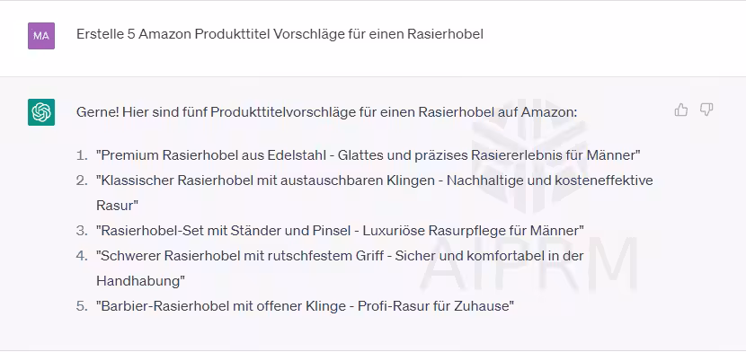 Generische Amazon-Produkttitel mit ChatGPT – Tipp der Amazon Ads Agentur Flensburg moinvertise (ehemals MoinMoin24)